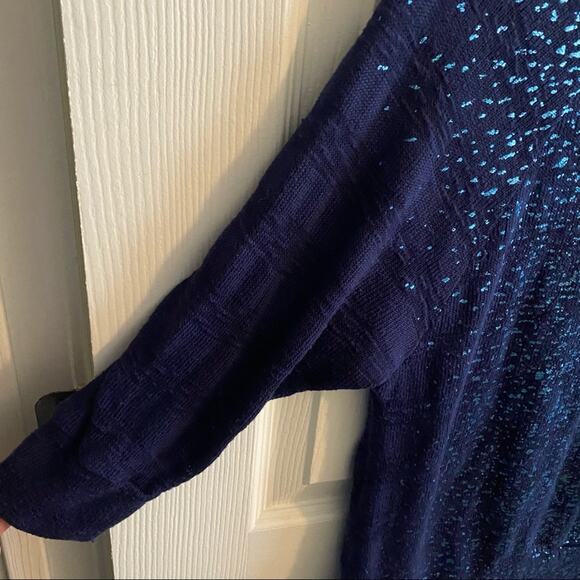 FANG Blue Shimmery Flaked Lightweight Sweater Women's Size Medium Spandex Blend - Picture 4 of 7